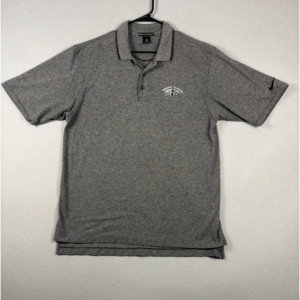 Nike Golf Omaha Classic Tour Polo Shirt Large Gray Heather Short Sleeve Mens